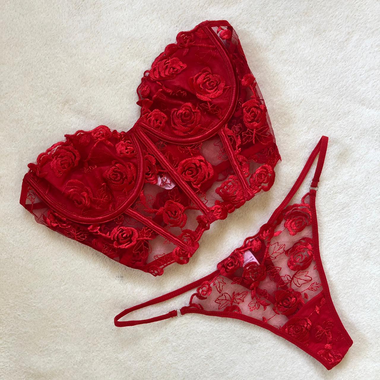 Bragas Rojas sexys para mujer, ropa interior de encaje rojo, calzones  ahuecados, ropa interior de cintura baja