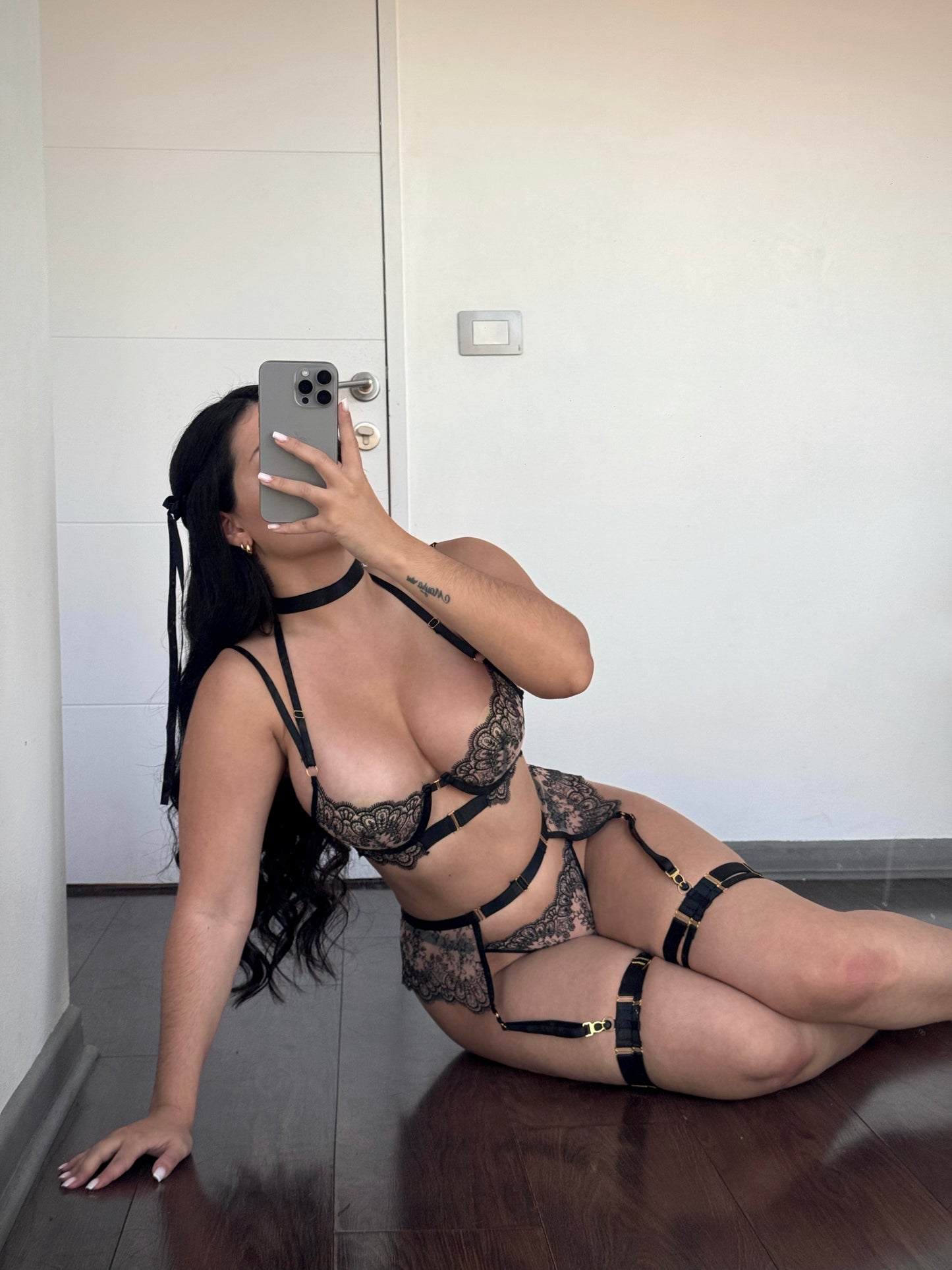 Set lenceria encaje Montini negro