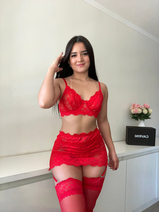 Conjunto encaje Montreal Rojo